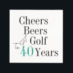 40th Birthday Golf Cheers and Beers Party Napkin<br><div class="desc">This is a cool and modern, 40th birthday, golf party design. It is a simple, minimal design, in green and black typography. Perfect for a cool and fun, golf and beer themed, 40th birthday party. This design is fully customizable, simply use the personalize this button to change the age, or...</div>