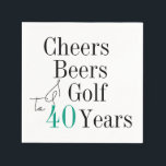 40th Birthday Golf Cheers and Beers Party Napkin<br><div class="desc">This is a cool and modern, 40th birthday, golf party design. It is a simple, minimal design, in green and black typography. Perfect for a cool and fun, golf and beer themed, 40th birthday party. This design is fully customizable, simply use the personalize this button to change the age, or...</div>