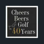 40th Birthday Golf Cheers Beers Black Gold Party Napkin<br><div class="desc">This is a cool and modern, 40th birthday, golf party design. It is a simple, minimal design, in classic black and white and gold, typography. Perfect for a cool and fun, golf and beer themed, 40th birthday party. This design is fully customizable, simply use the personalize this button to change...</div>