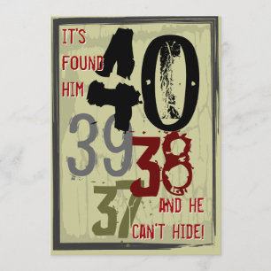 40th Birthday Grungy Countdown Party Invitation