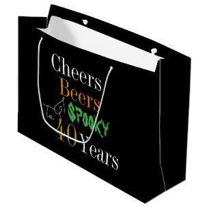 40th Birthday Halloween Cheers Beers Spooky Party Large Gift Bag