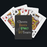 40th Birthday Halloween Party Cheers Beers Playing Cards<br><div class="desc">This is a cool and modern, 40th birthday, Halloween party design. It is a simple, minimal design, in classic black and gold typography with pops of orange and green. Perfect for a cool and fun, Halloween and beer themed, 40th birthday party, ideal as a game, gift or party favours. This...</div>