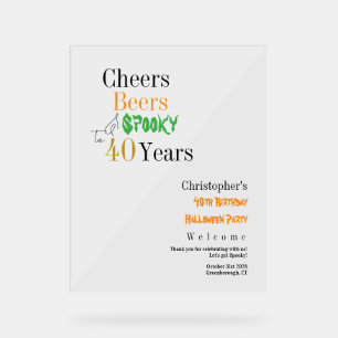 40th Birthday Halloween Party Welcome Acrylic Sign