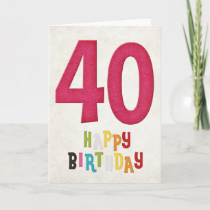 40th Birthday Happy Birthday Card Design 3