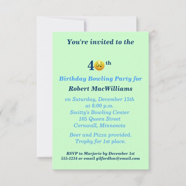 40th Birthday Happy Face Party Invitation (Front)