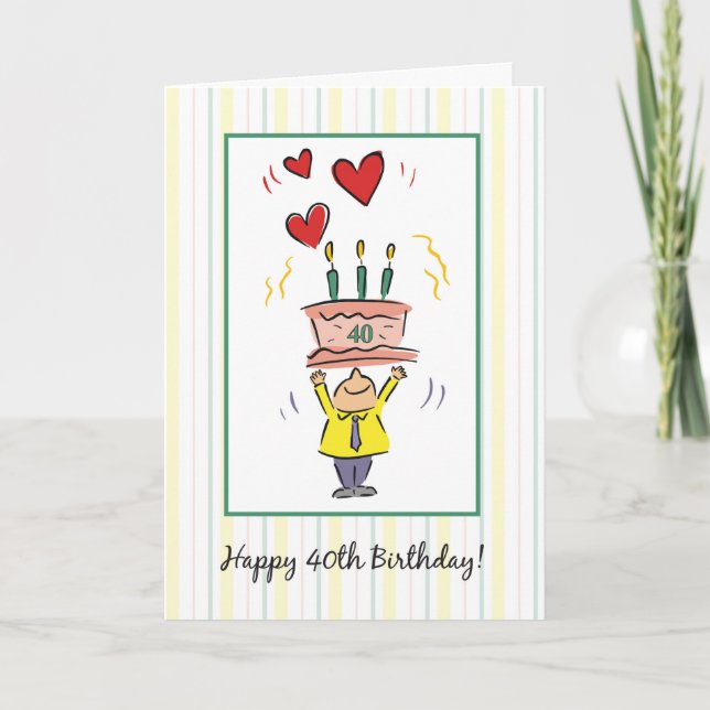 40th Birthday Hearts Card (Front)