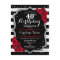 40th Birthday Invitation Black White Stripes Roses