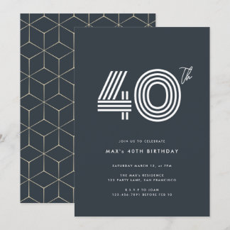 40th Birthday Invitation Dark Minimal