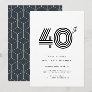 40th Birthday Invitation Light Minimal