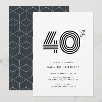 40th Birthday Invitation Light Minimal