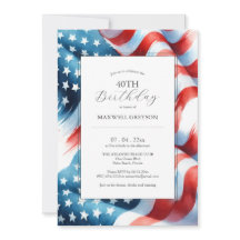 40th Birthday Invitations American Flag