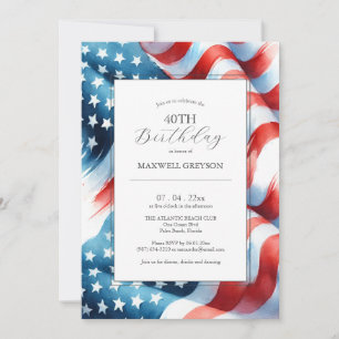 40th Birthday Invitations American Flag