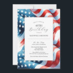 40th Birthday Invitations American Flag<br><div class="desc">40th Birthday Invitations – A Red, White & Blue Patriotic Party Celebrate forty in bold, festive style with these 40th birthday invitations, featuring a vibrant watercolor American flag border in classic red, white, and blue. Ideal for a Fourth of July party, American flag summer birthday party, or any patriotic celebration,...</div>