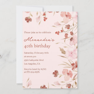 40th birthday invitations Boho Floral Chic