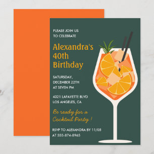 40th birthday invitations Cocktail Elegant Modern