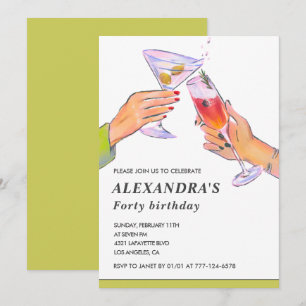 40th birthday invitations Cocktail Fun Party