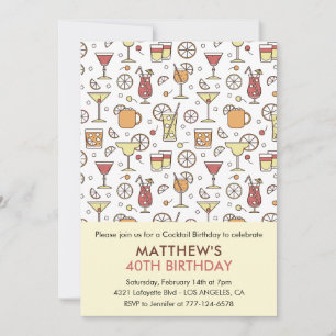 40th birthday invitations Cocktail Pattern