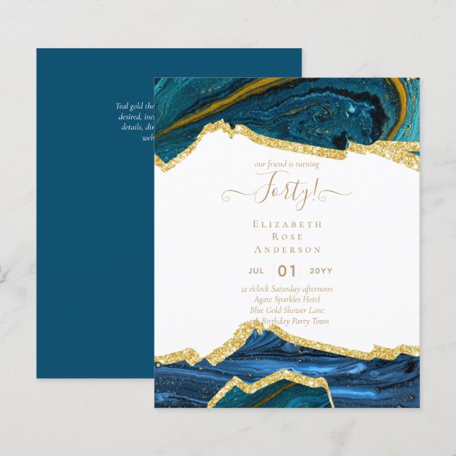 40th Birthday Invitations Glamour Girly Modern FUN (Front/Back)