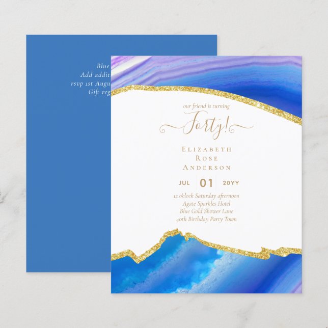 40th Birthday Invitations Glamour Girly Modern FUN (Front/Back)