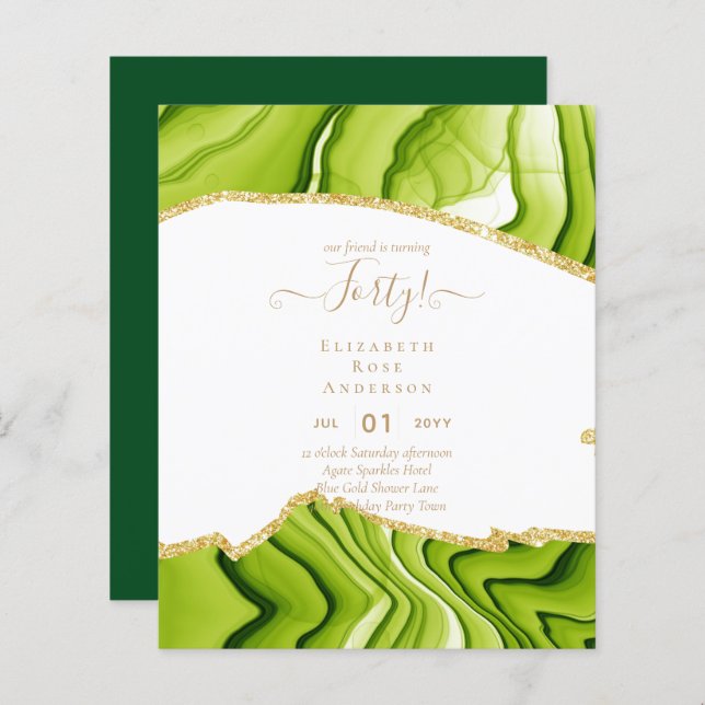 40th Birthday Invitations Glamour Girly Modern FUN (Front/Back)