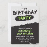 40th birthday invitations Graffiti Men Spray paint