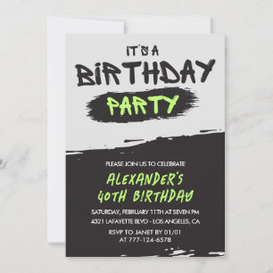 40th birthday invitations Graffiti Men Spray paint