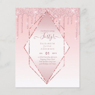 40th Birthday Invitations HER Girly Glamour Glitte Flyer