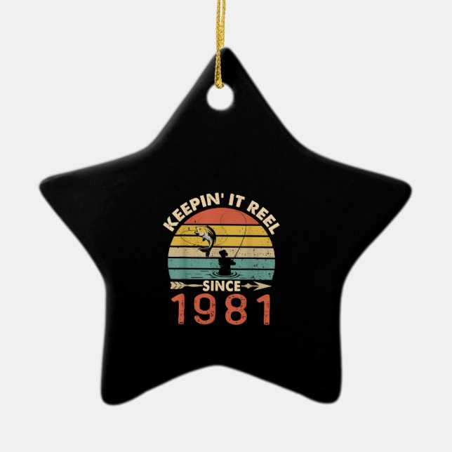 40th Birthday - Keepin It Reel Since 1981 Retro Ceramic Ornament (Front)