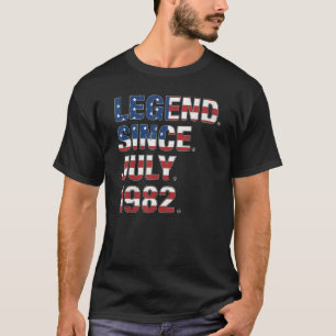 40th Birthday Legend Since July 1982 Usa Flag 40 Y T-Shirt