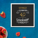 40th Birthday Legendary Black Gold Retro Napkin<br><div class="desc">For those celebrating their 40th birthday we have the ideal birthday party napkins with a vintage feel. The black background with a white and gold vintage typography design design is simple and yet elegant with a retro feel. Easily customize the text of this birthday gift using the template provided. Part...</div>
