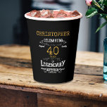 40th Birthday Legendary Black Gold Retro Paper Cups<br><div class="desc">For those celebrating their 40th birthday we have the ideal birthday party cups with a vintage feel. The black background with a white and gold vintage typography design design is simple and yet elegant with a retro feel. Easily customize the text of this birthday plate using the template provided. Part...</div>