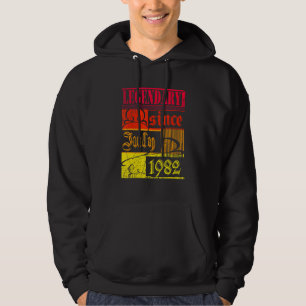 40th Birthday Legendary Since July 1982 Vintage Re Hoodie