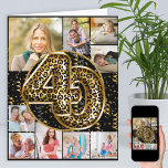 40th Birthday Leopard Print Gold Balloons Photo Card<br><div class="desc">Personalized 40th birthday card with 9 custom photos and trendy leopard print foil balloons in black and gold. The template is ready for you to upload 9 of your favourite photos which are displayed in a photo collage in square and portrait formats. Your pictures surround the animal print balloons, which...</div>