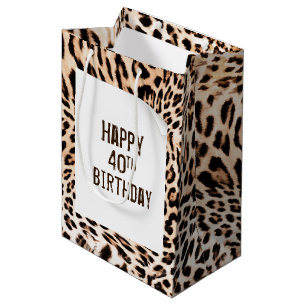 40th Birthday Leopard Print   Medium Gift Bag