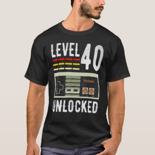 40th Birthday Level 40 Unlocked Video Gamer T-Shirt