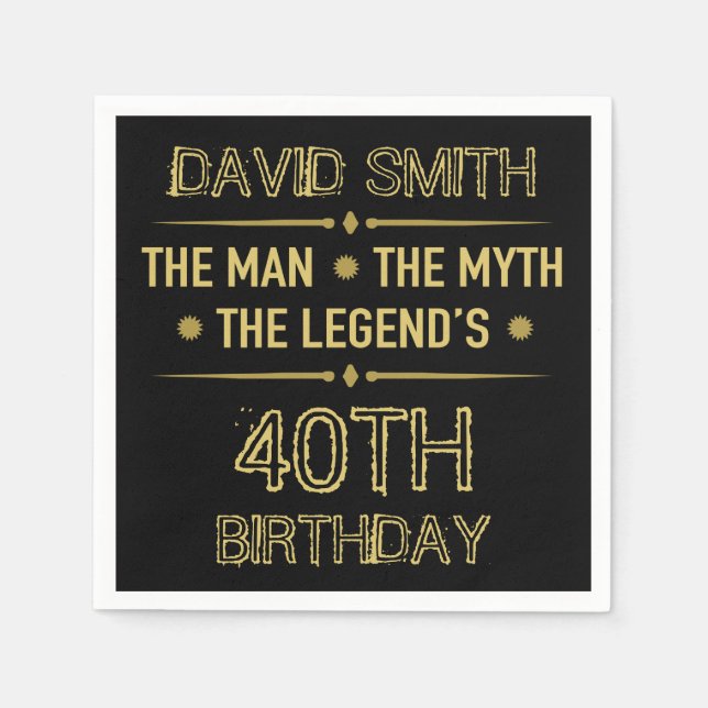 40th Birthday Man Myth Legend Napkin (Front)