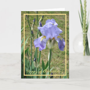 40th Birthday Mauve Iris Name Flower Golden Frame Card
