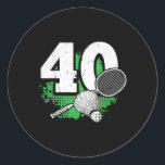 40th Birthday Men Badminton Player Badminton 40 Ye Classic Round Sticker<br><div class="desc">40th Birthday Men Badminton Player Badminton 40 Years Old</div>