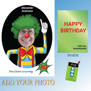 40th Birthday Men's 🎈 Hilarious Clown Card