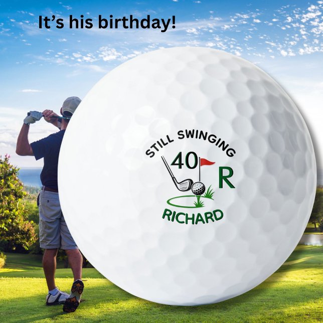 40th Birthday Men's Monogram Name Golf Balls (Creator Uploaded)