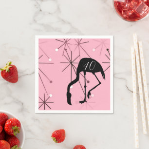 40th Birthday MidCentury Modern Atomic Starburst Napkin