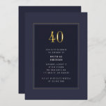 40th Birthday Minimal Elegant Dark Gold Frame<br><div class="desc">40th Birthday Minimal Elegant Dark Purple Grey Gold Frame Foil Birthday Party Invitation</div>