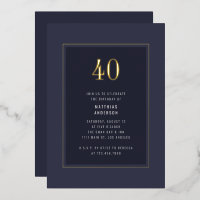 40th Birthday Minimal Elegant Dark Gold Frame