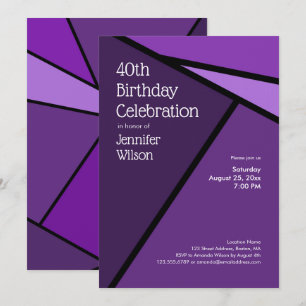 40th Birthday Modern Purple Geometric Shapes Invitation