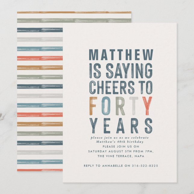40th birthday modern rustic classy typography (Front/Back)