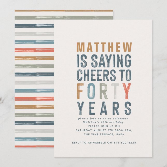40th birthday modern rustic classy typography (Front/Back)