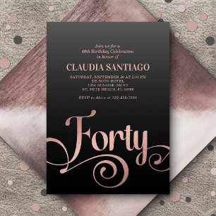 40th Birthday Modern Script Invitation