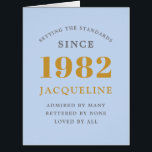 40th Birthday Name 1982 Blue Elegant Chic Card<br><div class="desc">A personalized elegant birthday card that is easy to customize for that special occasion.</div>