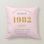 40th Birthday Name 1982 Pink Grey Elegant Chic Throw Pillow<br><div class="desc">A personalized elegant throw pillow that is easy to customize for that special occasion.</div>