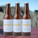 40th Birthday Name 1983 Blue Grey Elegant Chic Beer Bottle Label<br><div class="desc">A personalized elegant beer label that is easy to customize for that special occasion.</div>